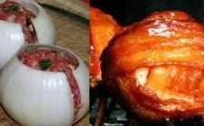 Cebolas Recheadas com Carne Moída e Bacon